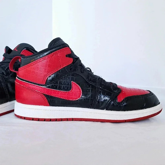 Jordan 1 Mid PS Black Red Bred Size 2.5Y (22cm) - Picture 4 of 8